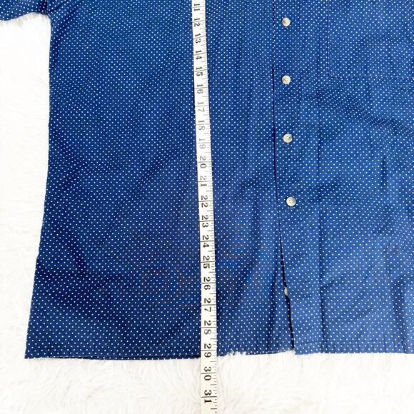 Pierre Cardin Men’s Size XL Blue Polka Dot Button Down Shirt 100% Cotton - Picture 4 of 5